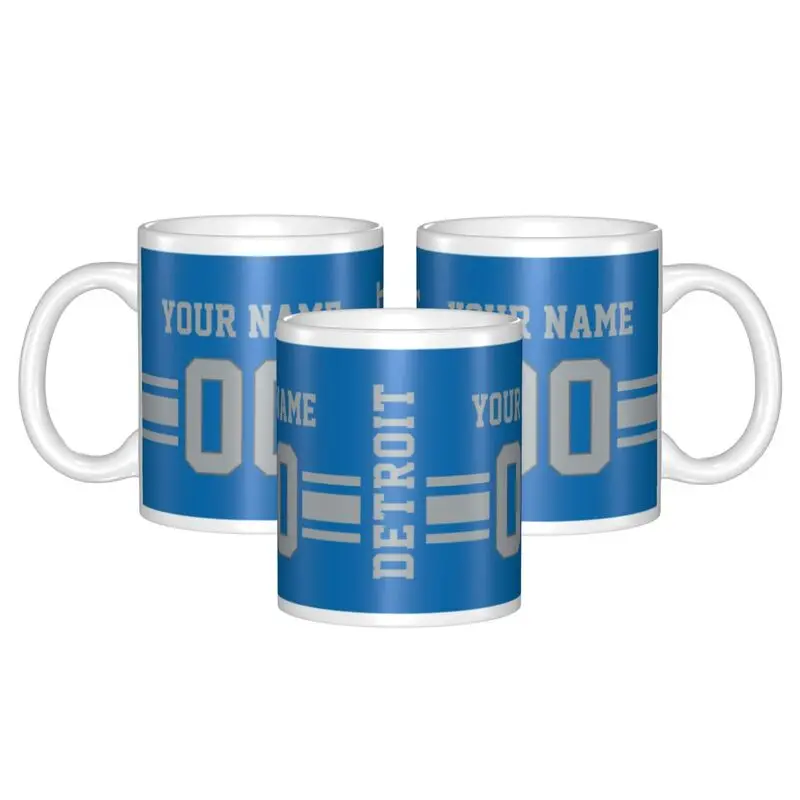 Кофейная кружка с именем и номером Детройта на заказ для фаната футбола