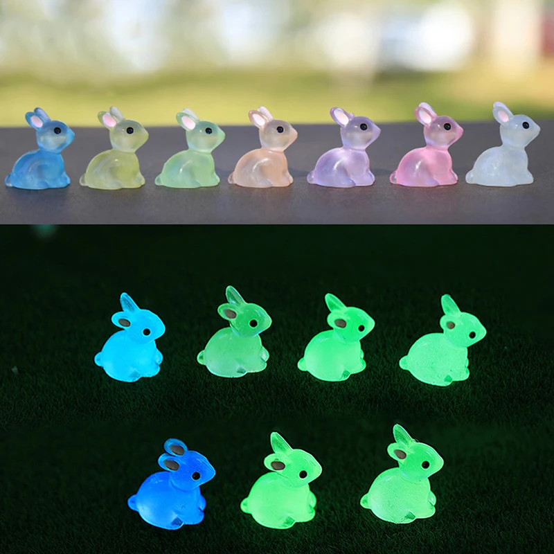 

5Pcs Mini Luminous Rabbit Micro Ornaments Miniature Animal Potted Decoration Decoration Home Hare Micro World Accessories