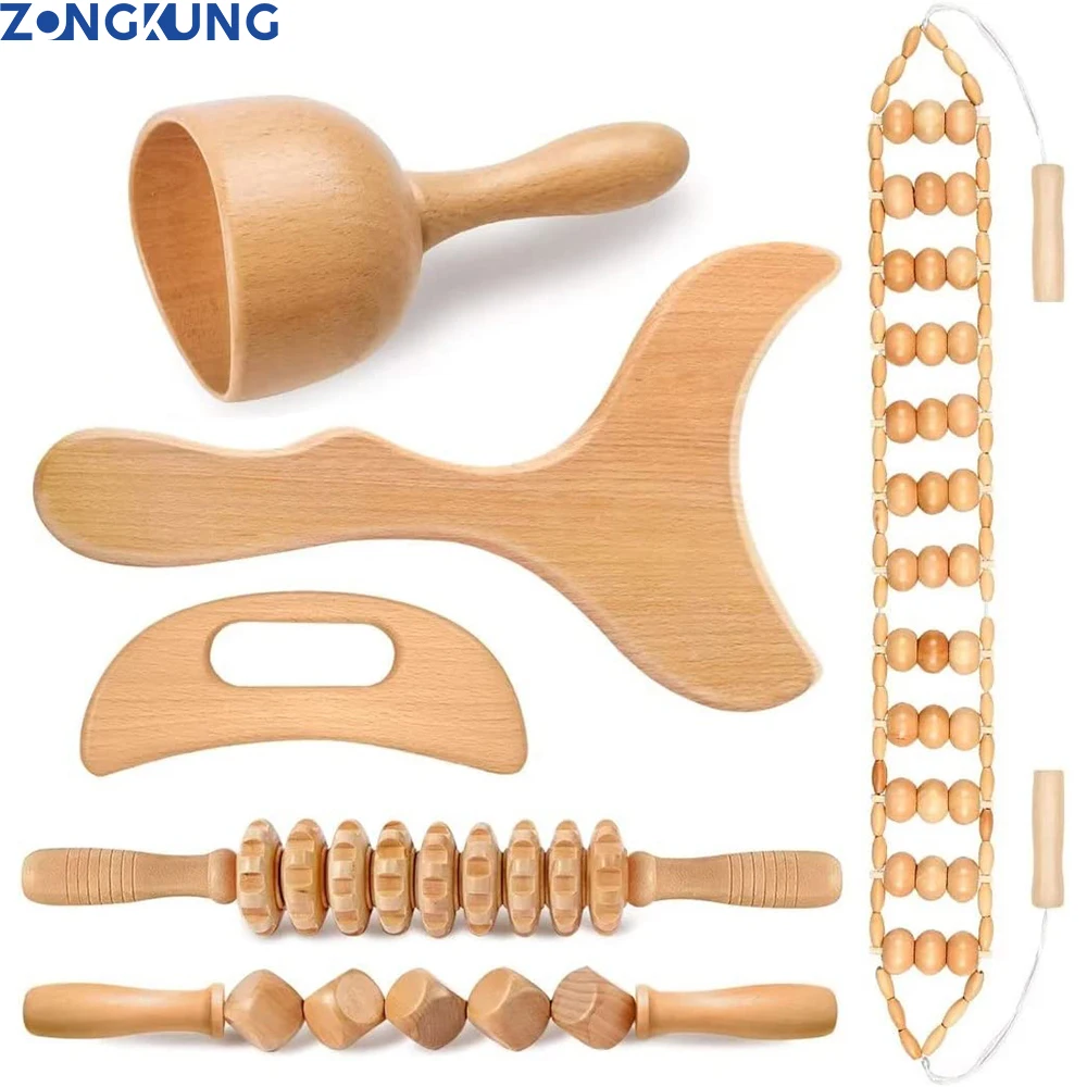 

Natural Wooden Lymphatic Drainage Massager Wood Therapy Massage Tools Relaxing Back Massagers Body Sculpting Muscle Pain Relief