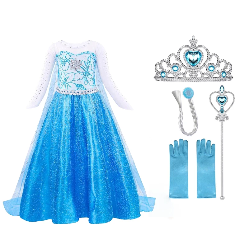 

Платье Эльзы для девочек, платье для вечевечерние НКИ, карнавала, Хэллоуина, Снежной королевы, платье на день рождения, необычная одежда для ...