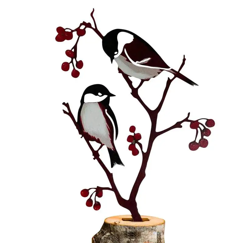 

Metal Chickadee Decoration Outside Garden Decoration Rust Birds On Branch Lawn Outdoor Decorations For Front Backyard Birthday