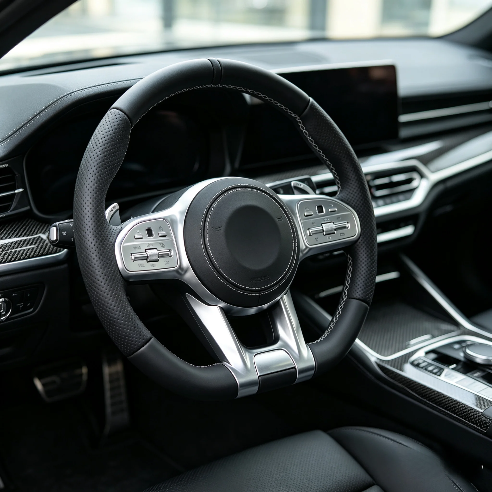 Фото Руль стандартной версии с белой строчкой для Mercedes-Benz E-класса W211 W212 W213 W463 W464 C217 W221 W222 W204 W205 C43 №1