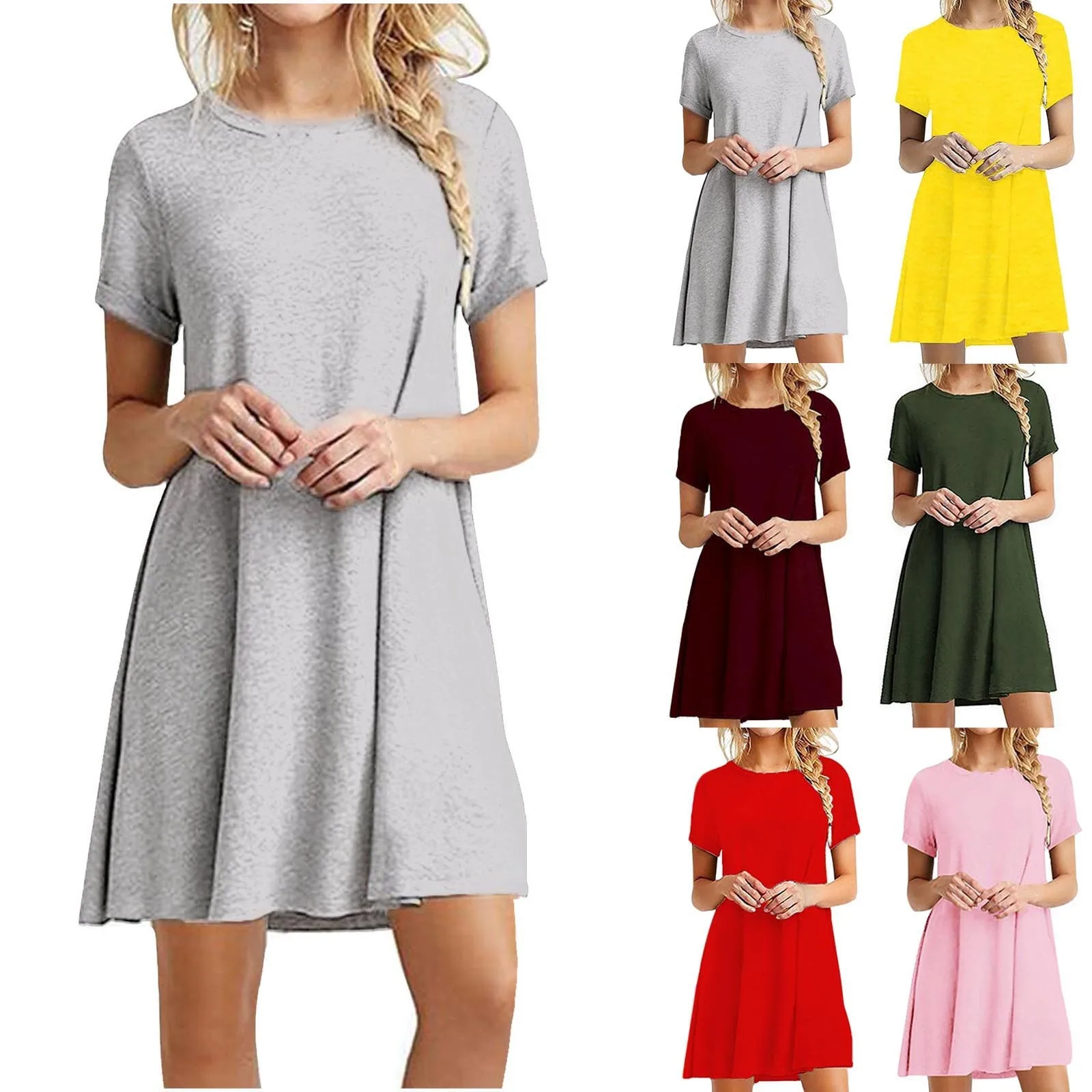 Solid T-shirt Short Dress Women 2023 Summer New Dresses Beach Sundress Sleeveless Vacation Everyday Spring Casual Tank Dress