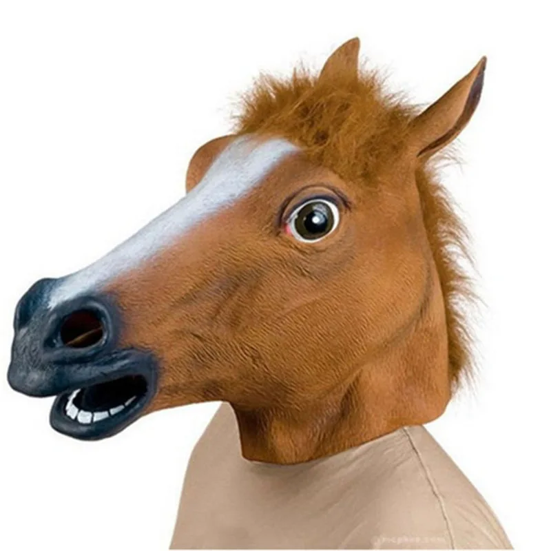 

Funny Horse Mask Crazy Party Cosplay Creepy Animal Costume Horse Head Latex Full Face Mask Mascara Theater Prank Halloween Decor