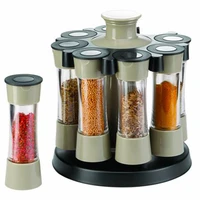 multi purpose 360 rotating rack seasoning jar for kitchen spices pepper salt coffee sugar sealed container tools 8pcsset