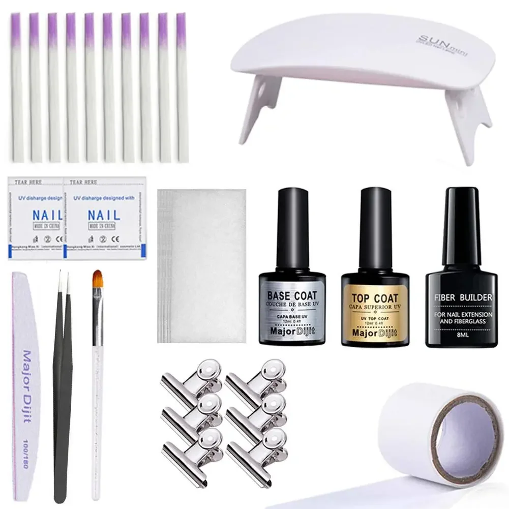 

NEW2023 Fiberglass Nail Kit Nails Extension Fiberglass ExtensionUV Gel Nail Polish Builder Polishing Fiber Pinch Clip DIY Manicu