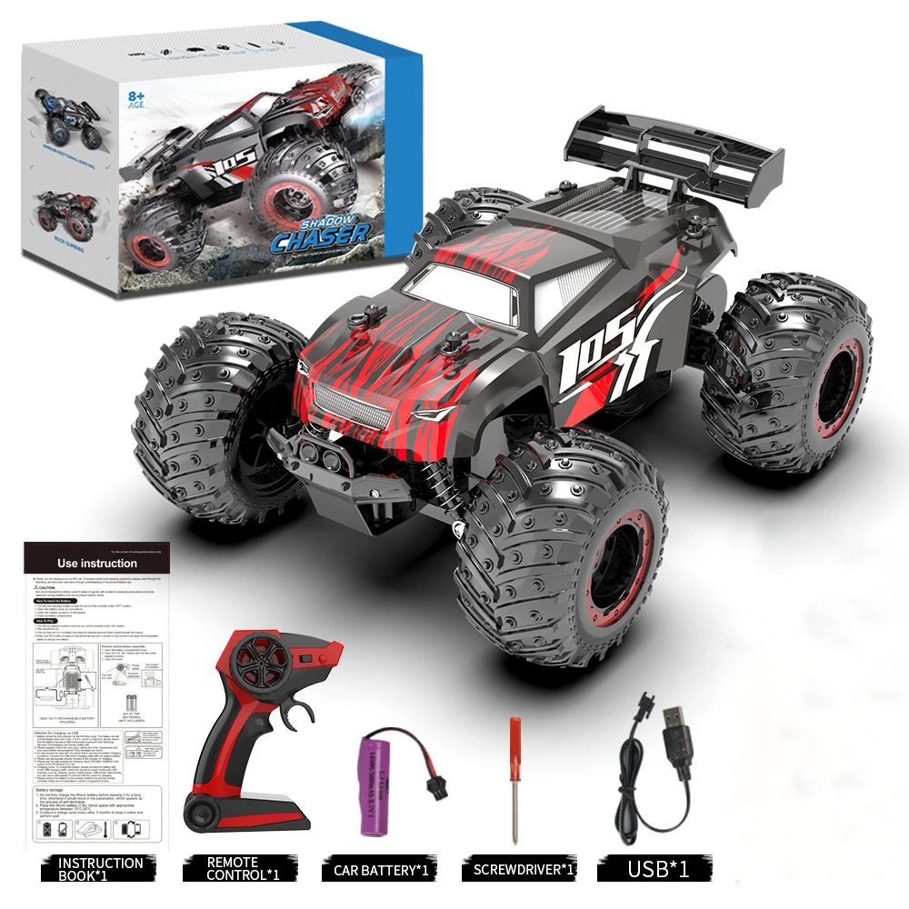 RC Cars 1:18 Scale Remote Control Car Drift 2WD 2.4G Off Road High Speed 15 Km/h Truck LED Headlight Xmas Gifts for Boys Adults