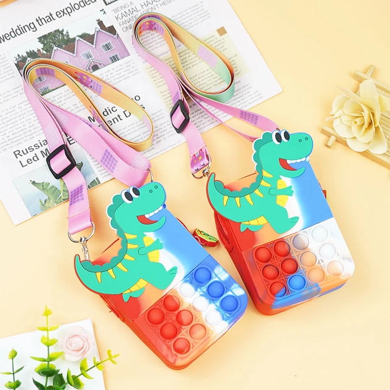 

Симпатичный Динозавр Фламинго детские игрушки попет силиконовая сумка для девочек Кошелек для монет игрушка для рук Пузырьковые сумки чер...