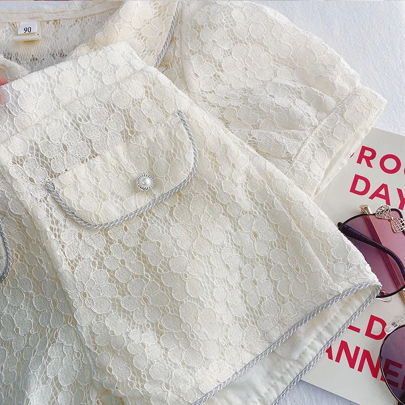 Lady Style Suit Toddler Girls Clothing Sets 2022Brand Summer Lace Girls Little Clothes Outfit Kids Children Suit 2-7Yrs Clothes