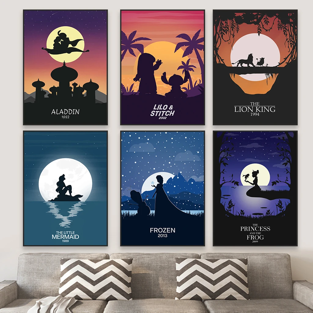 Диснеевские фильмы художественный плакат Aladdin настенное искусство Картина на