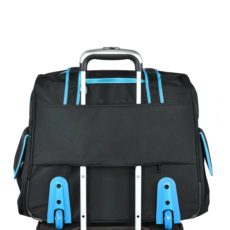 Olympia Rave Rolling Overnighter Tote Bag Luggage, Black and Blue