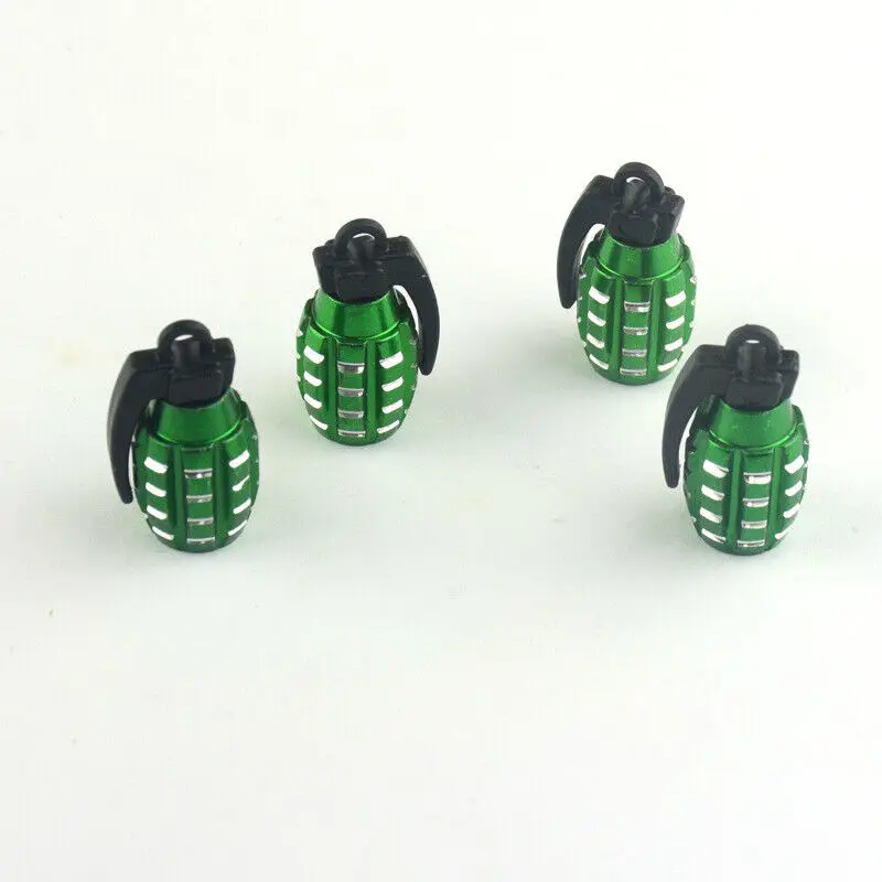 

4pcs Green Grenades Car Wheel Tire Air Valve Tire Valve Stem Cap for Ram Titan F150 Sierra