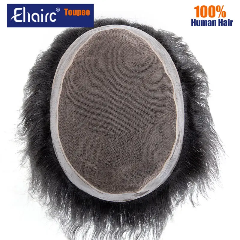 Мужские моно-и мягкие волосы Toupee из искусственной кожи протез дышащие мужские