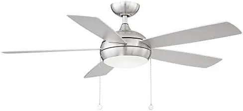 

Disc II 5-Blade Energy Star Pull Chain Memory Ceiling Fan 52in Brushed Nickel with 3000K Dimmable LED Light Kit Hvac tools Iptv