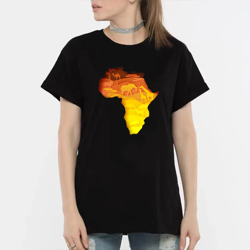 

Africa Map Graphic T Shirt Melanin T Shirts Women Streetwear Harajuku Tee camisetas de mujer Cotton Tops Oversized Short Sleeve