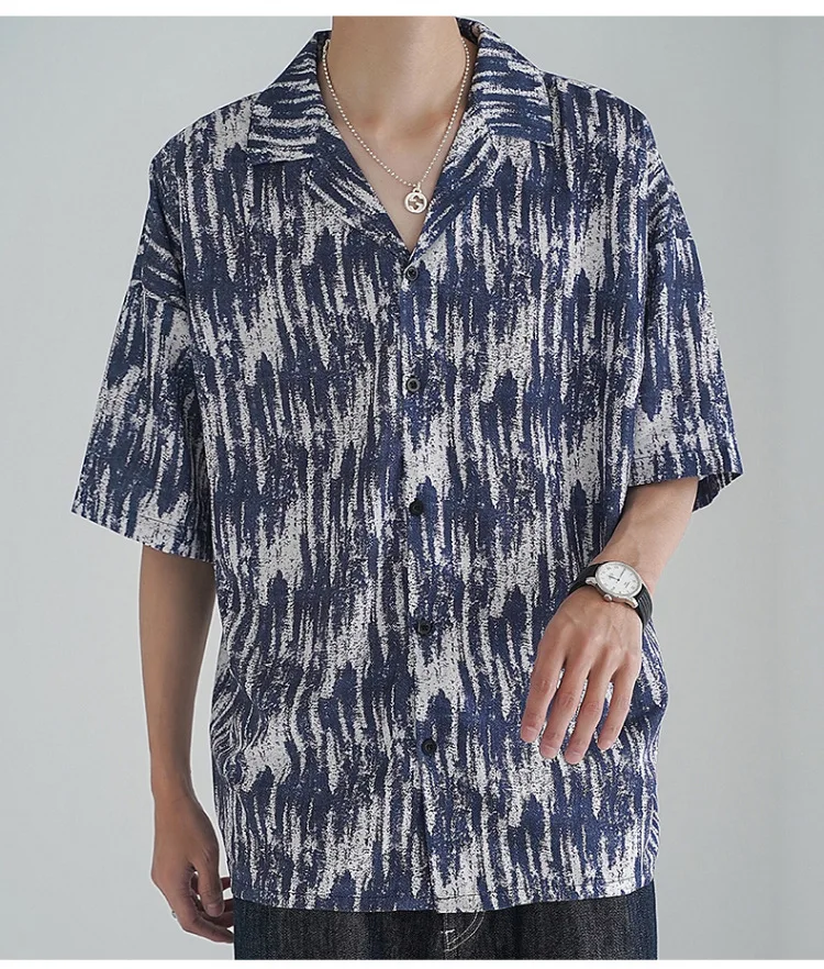 Euow 2022 New Casual Men Clothing Summer Retro Flower T Shirts Fashion Men Short Sleeve Tops Luxury Male Shirts With Collar