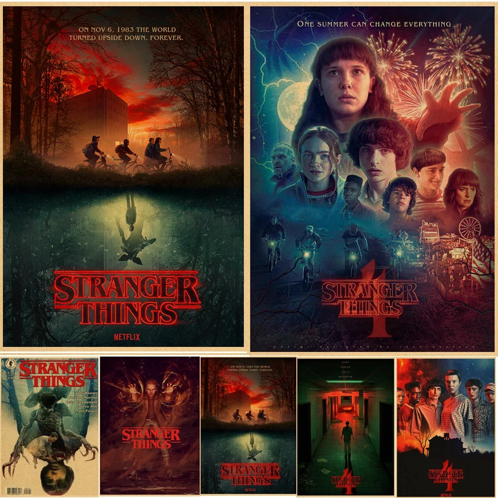 

Kraft Paper Hellfire Club Stranger Things Season 4 Posters Wall Art Painting Science Fiction Horror Drama Prints Room Home Decor