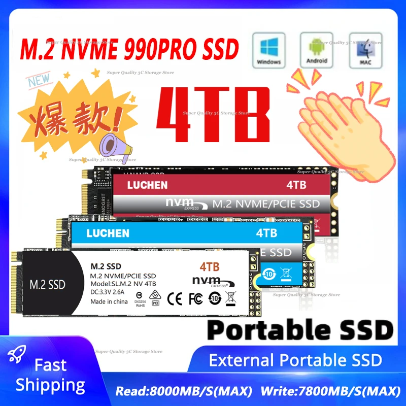 

NEW SSD M.2 980 NVME 512GB 8TB 4TB 1TB 2TB Ssd 2280 PCIe 4.0 SSD Nmve M2 Hard Drive Disk Internal Solid State Drive for Laptop