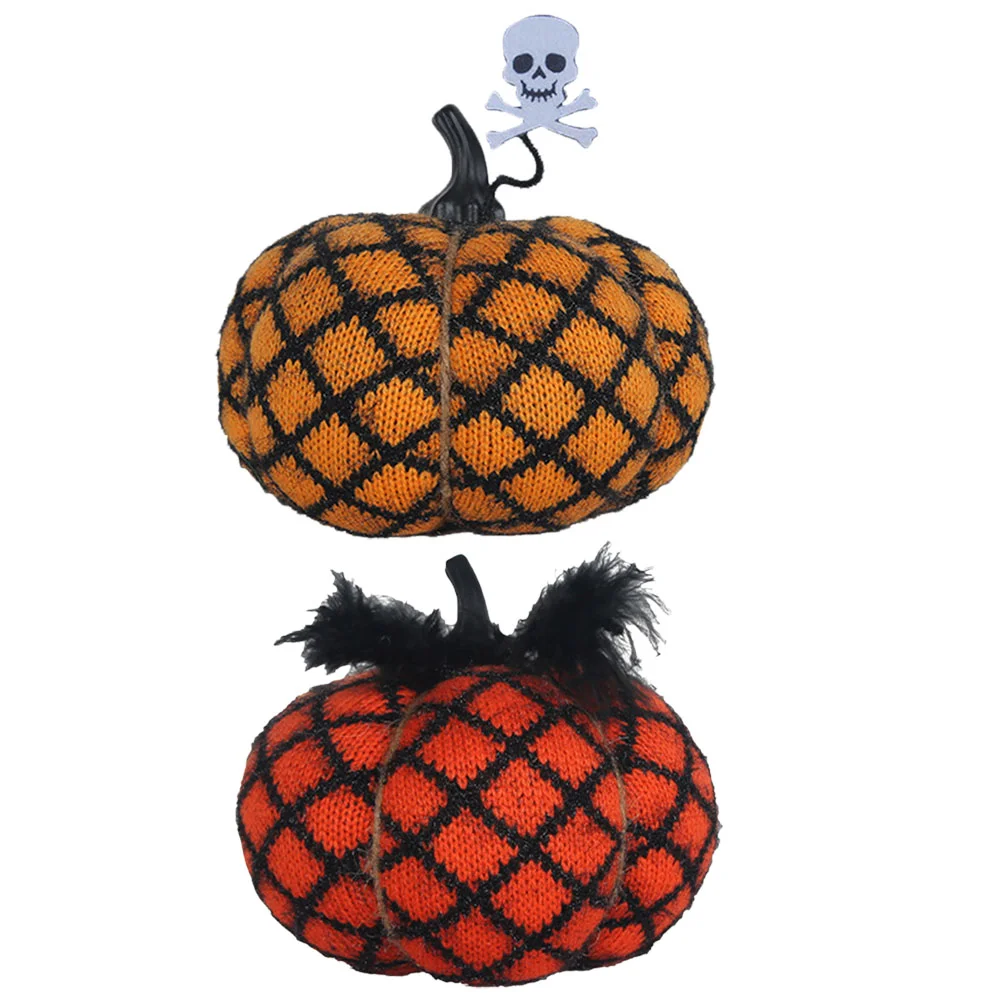

2 Pcs Couch Pillows Lovely Pumpkin Sofa Throw Stuffed Decoration Polyester Simulation Toy Child