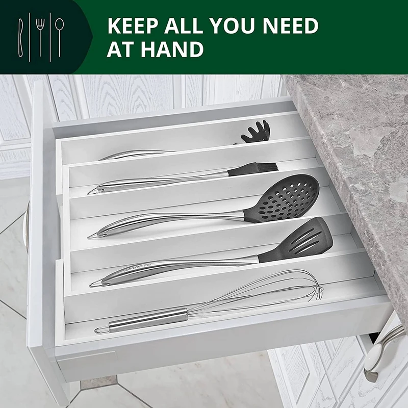 

Expandable Drawer Organizer For Utensils Holder, Adjustable Cutlery Tray, Wood Drawer Dividers Organizer For Kitchen