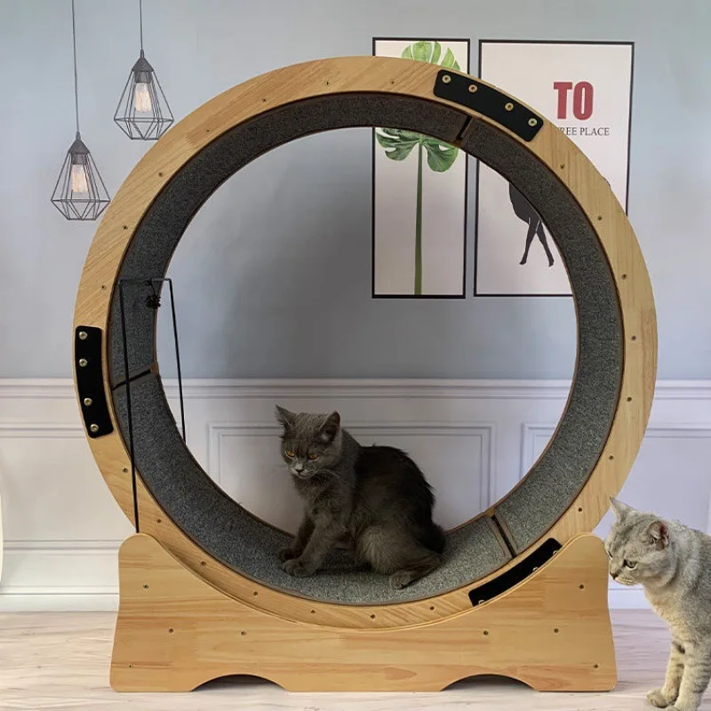 

Cat with pet treadmill solid wood cat toy pet exercise cat climbing frame