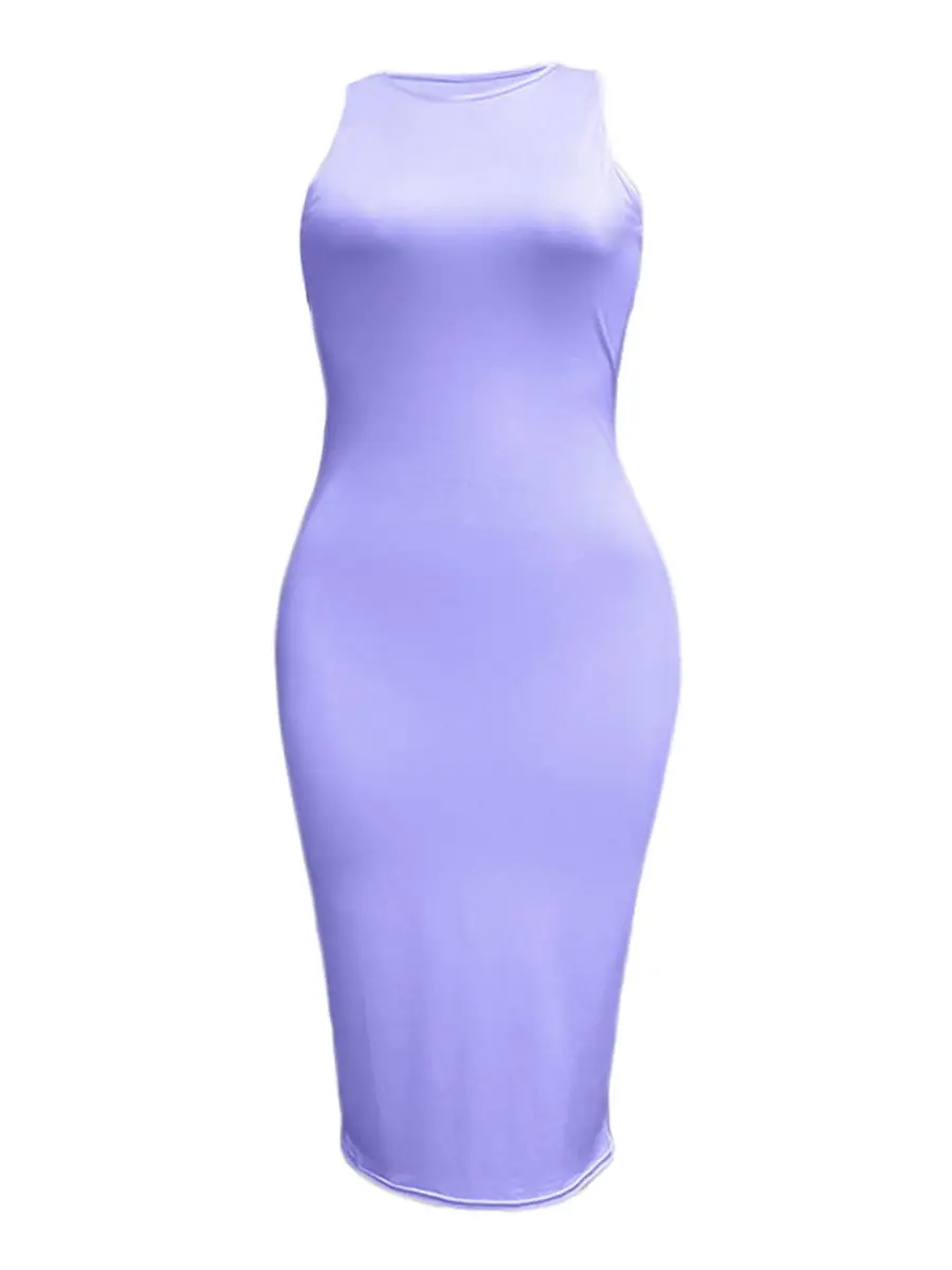 LW BASICS Plus Size dresses Round Neck Bodycon Dress sleeveless Bodycon Dress summer Party Vestidos Sexy maxi dress