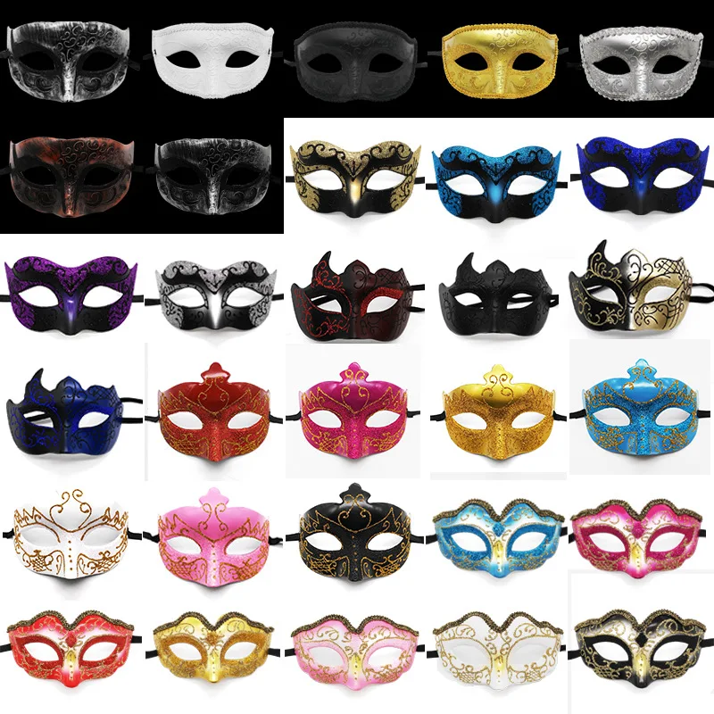 

Upscale Venetian Painted Masks Mystery Men's and Women's Models Plastic Half Face Mask All Saints Party Eye Patch