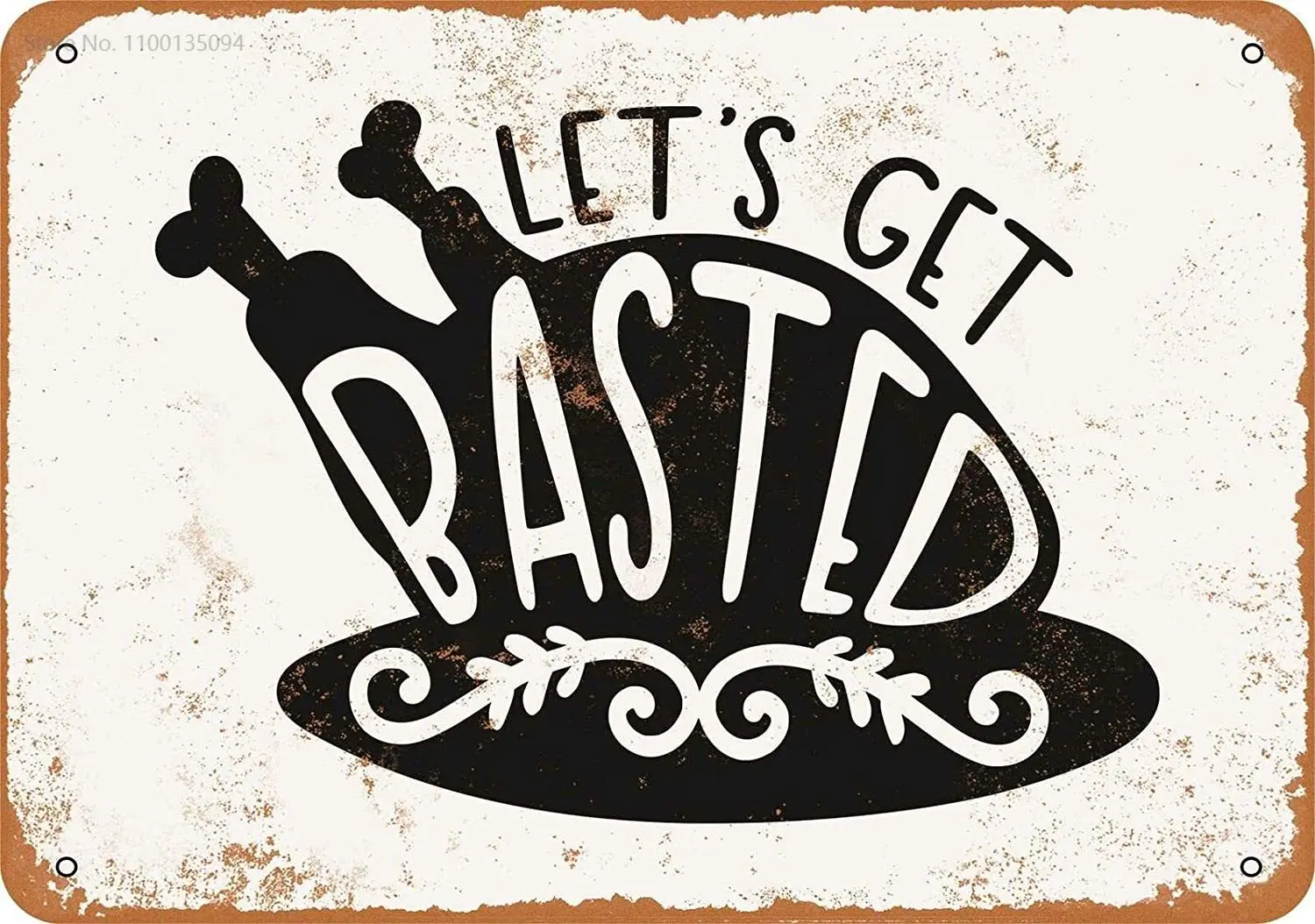 

LINA Let's Get Basted Metal Vintage Tin Sign Home Art Retro Bar Wall Decoration Car Poster Cafe Art 12 X 8 Inch