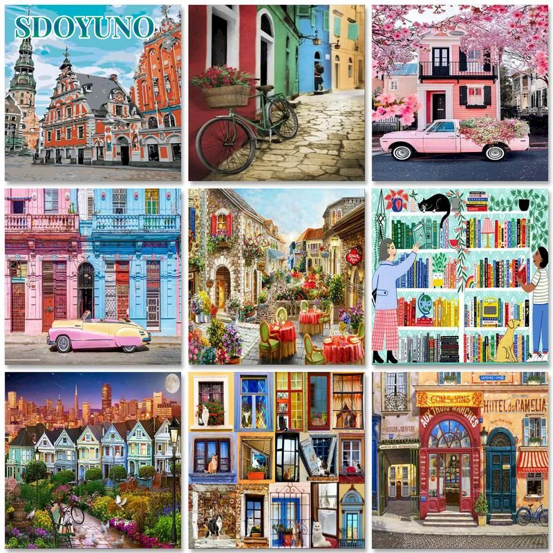 

SDOYUNO Acrylic Painting by numbers On canvas Number painting Scenery DIY Paint by numbers Living room decoration Wall art