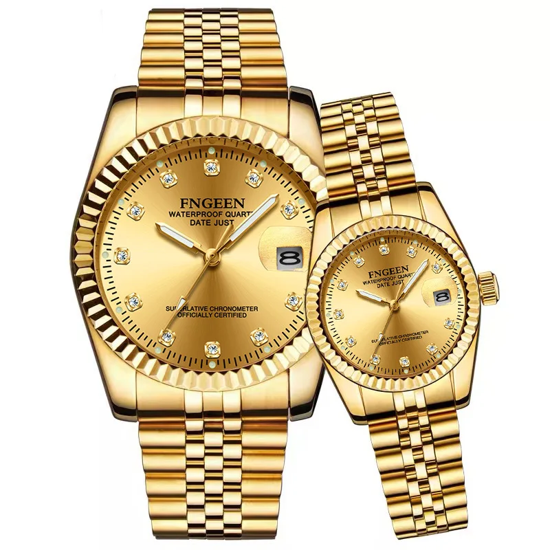 

Simple CZ Dial Date Function Steel Strap Business Quartz Watch His-and-hers Watches