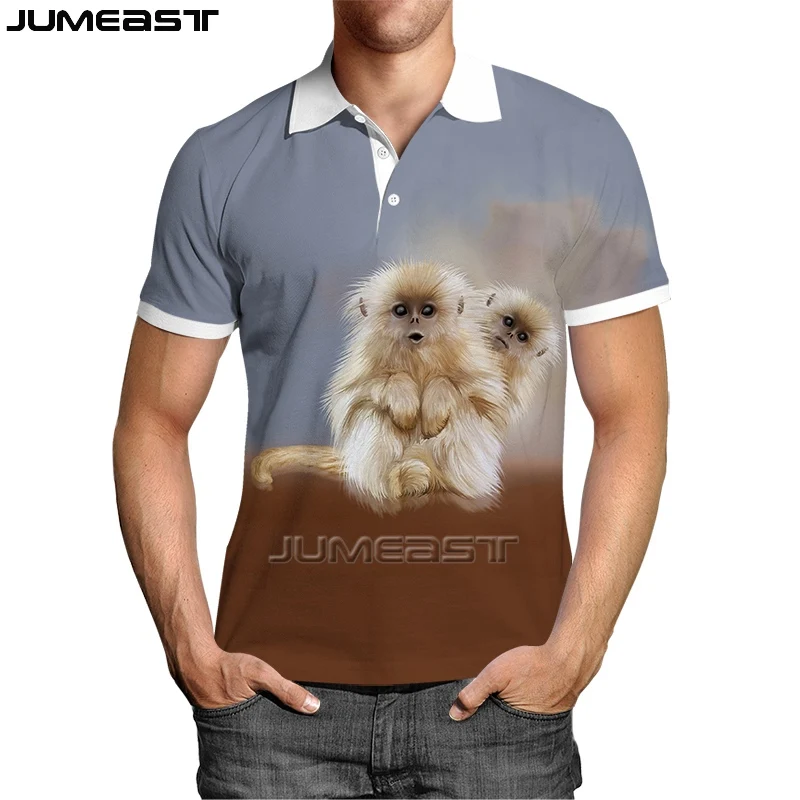 

Jumeast Men's Clothing 3D Sweatshirt Animal Monkey Oversized Short Sleeve Women Polo T Shirt Summer Sport Pullover Tops Tees