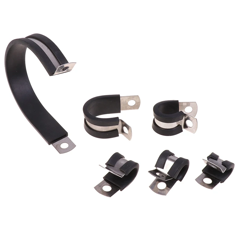 

2PCS High Quality 304 Stainless Steel Rubber Lined P Clips Cable Mounting Hose Pipe Clamp Hardware 6mm/8mm/10mm/14mm/20mm