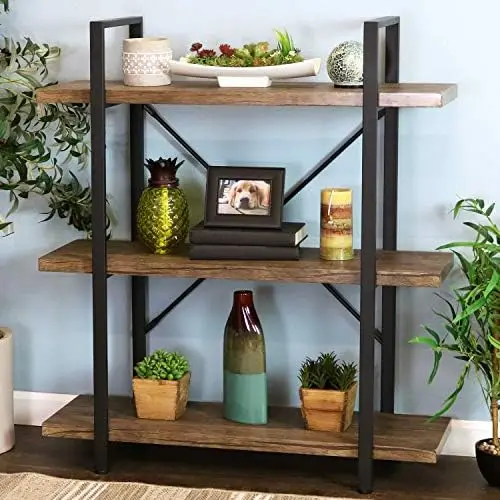 

Bookshelf - Industrial Style with Freestanding Open Shelves with Veneer Finish - Holds Books, Media, Storage Cubes, DVDs and Mor