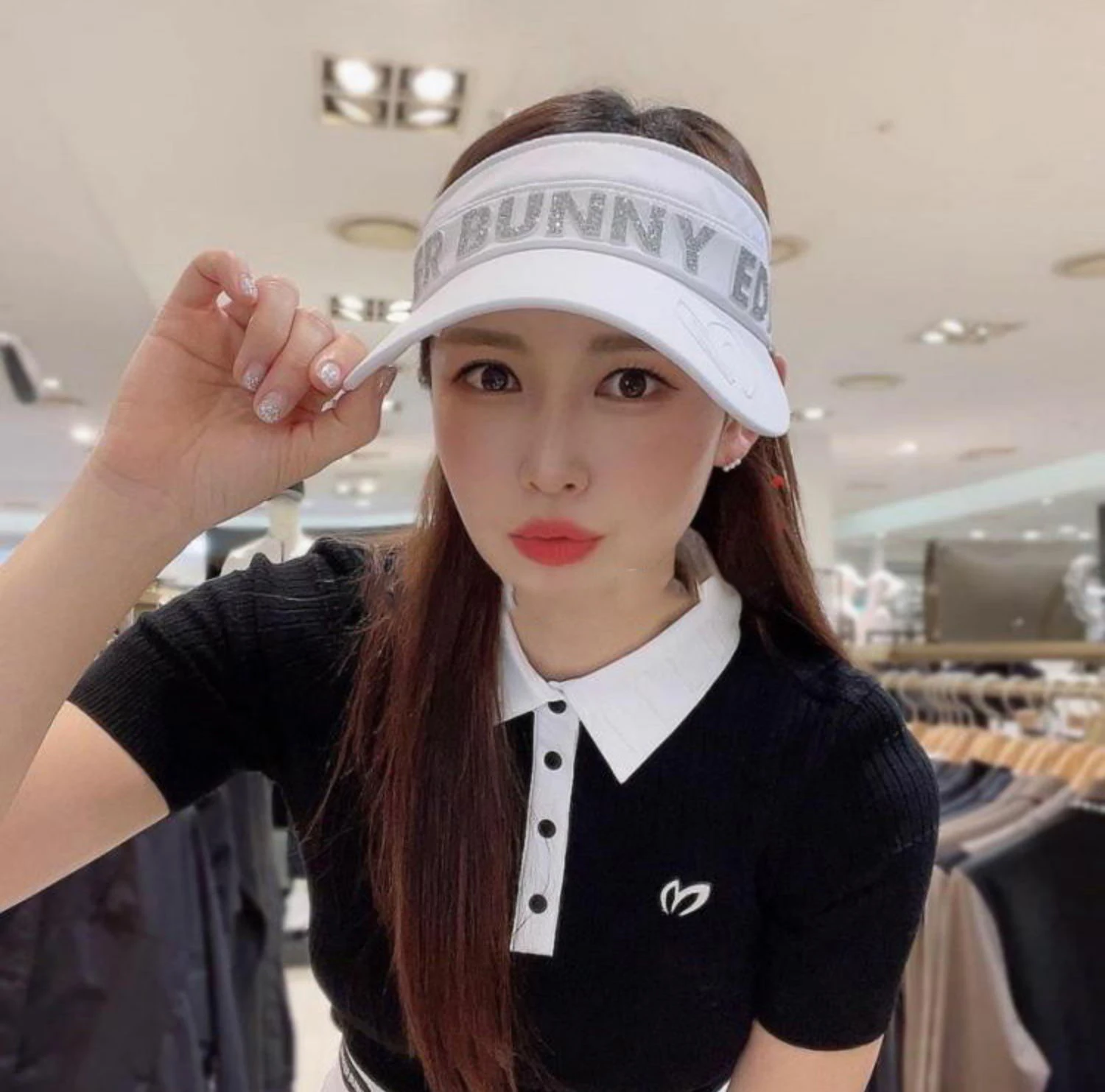 

골프 모자 Sequin Long-brimmed Hat Outdoor Casual Sunscreen Women's Topless Hat Golf Cap