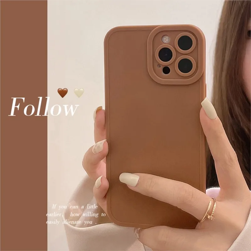 Matte Cover for Iphone 13 X Xr Xsmax 11 12 14 Pro Max Mini 7 8 Plus Soft Silicone Jane Brown Shockproof Protective Phone Case