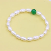diy trendy lovely long rice white waterfresh pearl brecelets elastic rope jewelry for women vintage elegant minimalistic charm