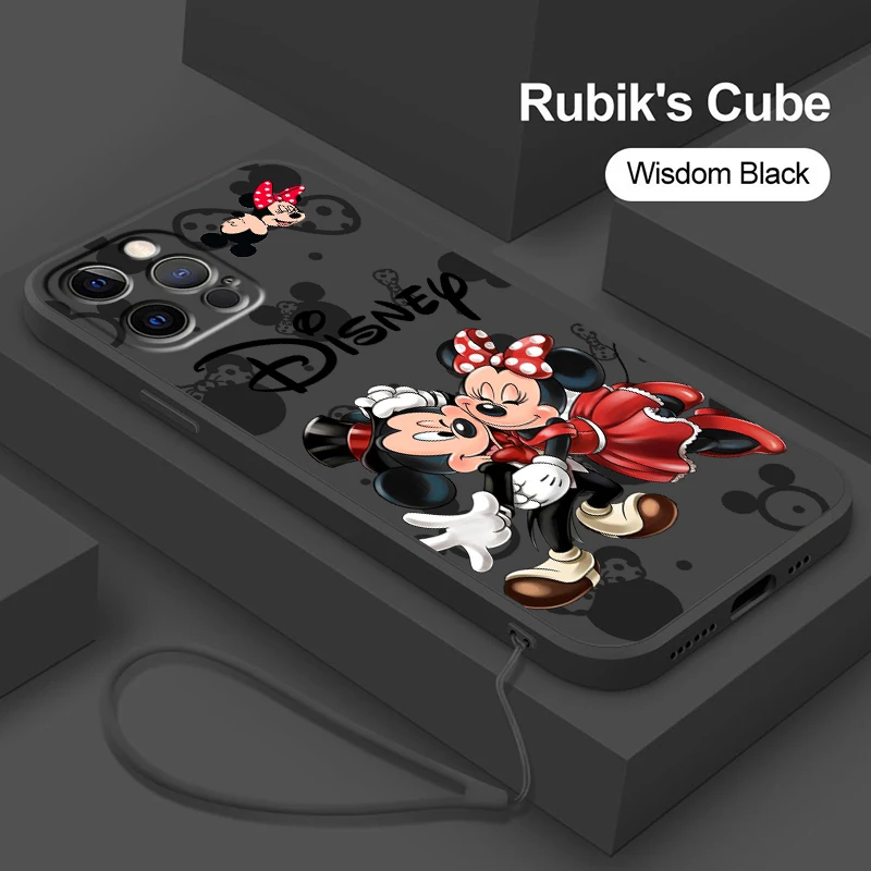 

Liquid Rope Phone Case For Apple iPhone 14 13 12 Mini 11 Pro XS MAX XR X 8 7 6S SE Plus Mickey Minnie Mouse Love Cover Capa Core