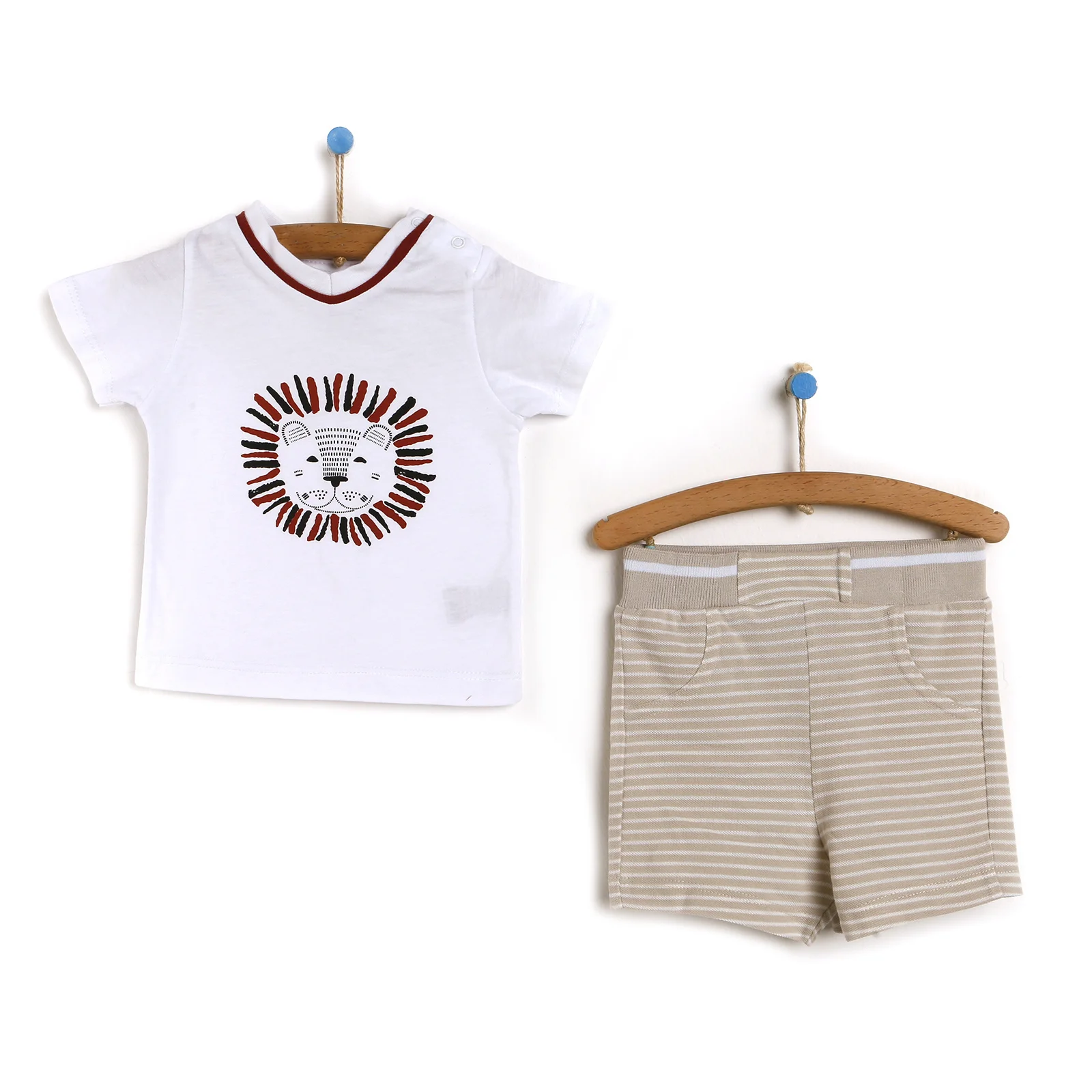 

ebebek HelloBaby 2022 New Season Baby Clothes Püsküllü Aslan Erkek Bebek Süprem Tshirt-Şort