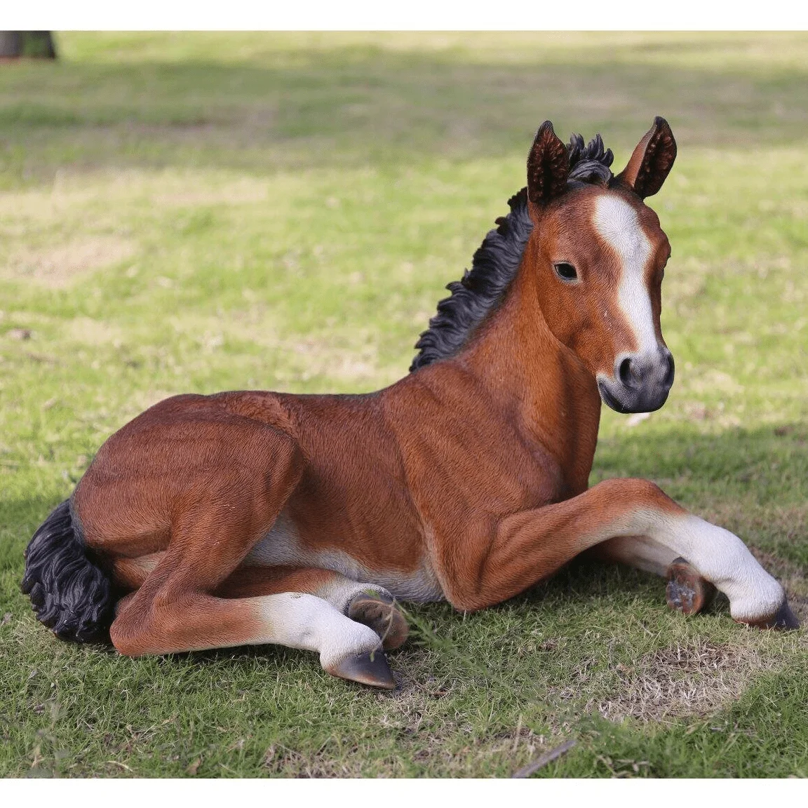 

,HI-LINE GIFT LTD. LARGE HORSE COLT LAYING DOWN STATUE