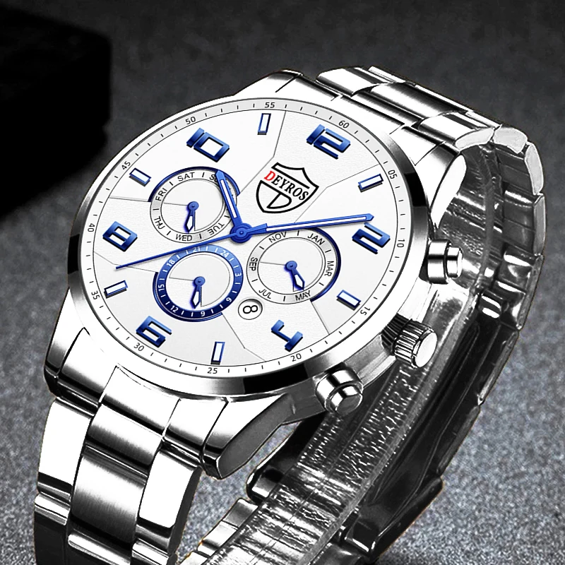 

reloj hombre 2022 Fashion Mens Sports Watches Luxury Men Business Stainless Steel Quartz Watch Luminous Clock relogio masculino