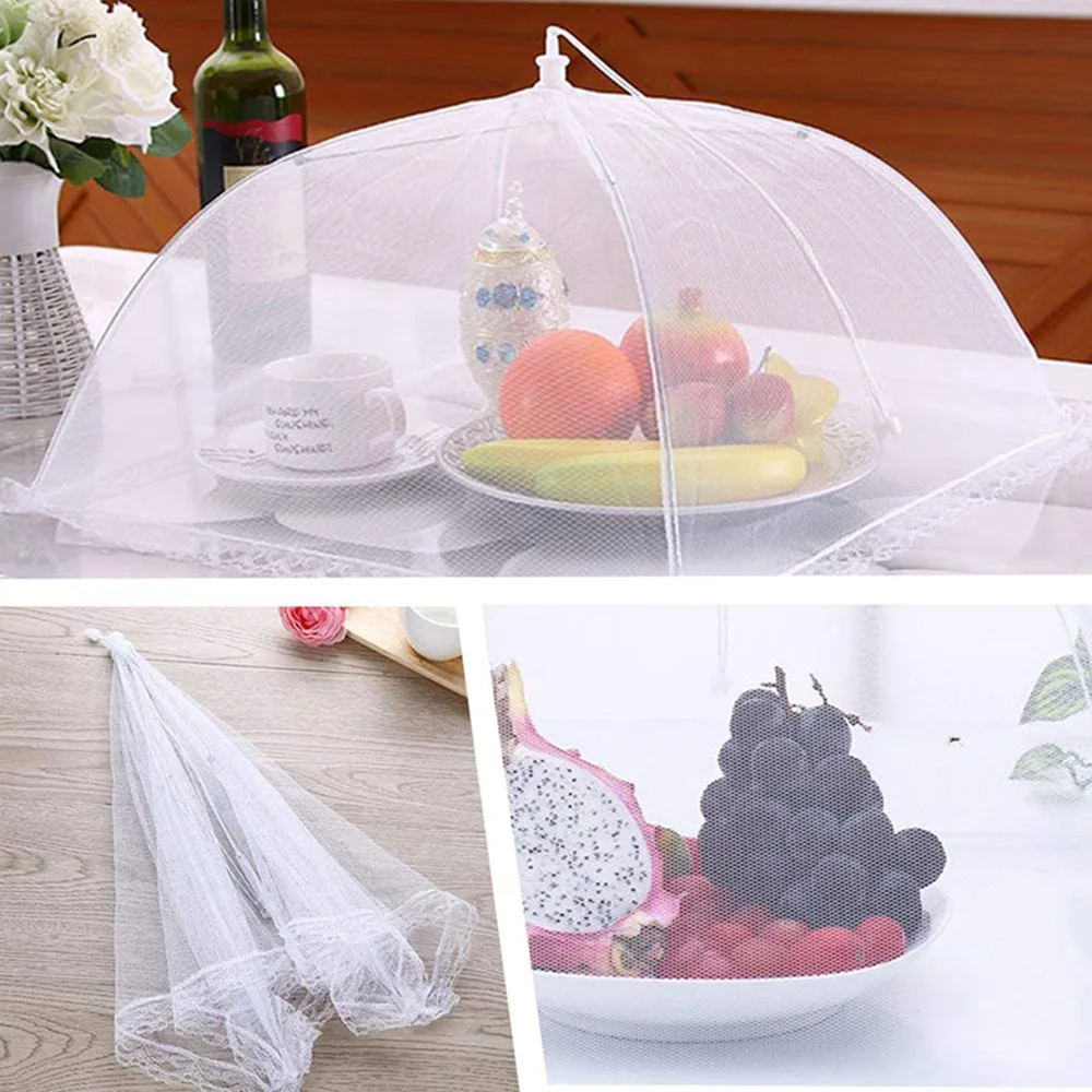 

Foldable Food Mesh Cover Fly Anti Mosquito Pop-Up Food Cover Umbrella Meal Vegetable Fruit Breathable Cover Kitchen Accessories