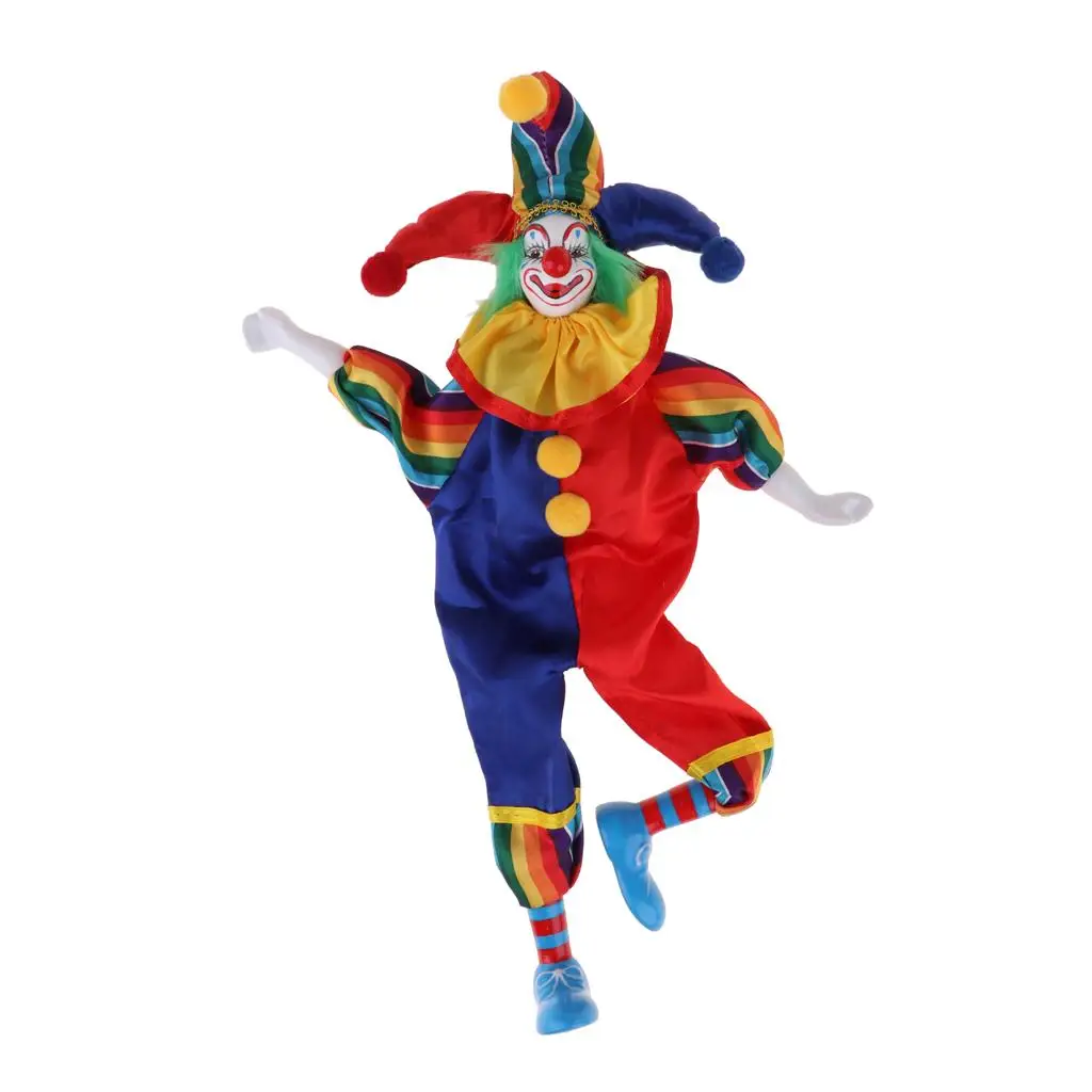 1 Piece Porcelain Funny Clown Doll Model Collectible for Children Birthday Gifts with Beautiful Outfit And Ceramic