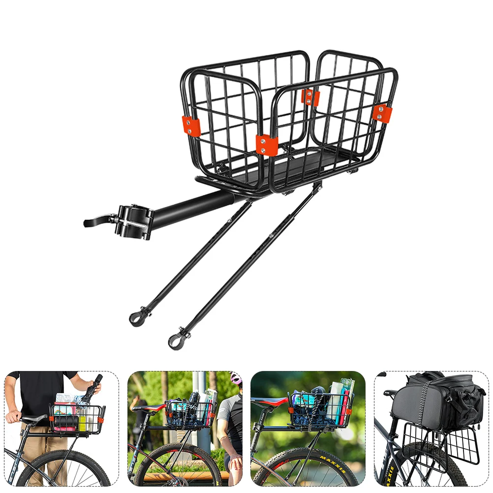 

Basket Bike Rear Rack Storage Metalcontainer Wire Pannier Detachable Carrier Cycle Electric Car Cargo Mountain Supplies