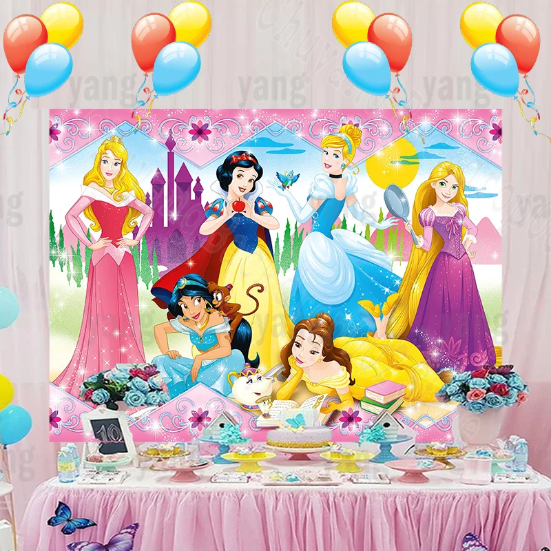 Disney Magic Castle Wedding Backdrop Princess Cinderella Sleeping Beauty Birthday Party Background Banner Decoration Photo Shoot enlarge