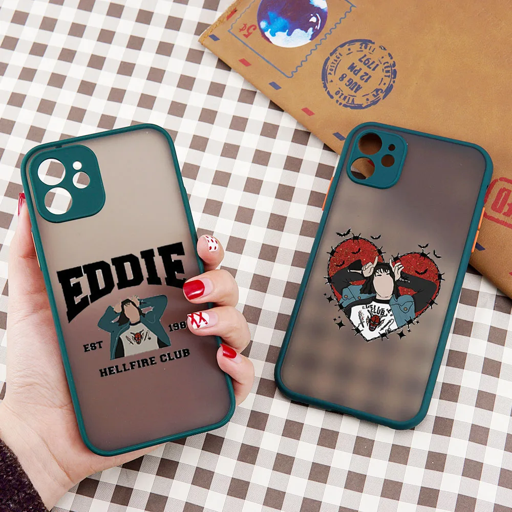 

For iPhone 12 13 11 Pro Max 13Mini 7 8 Plus X XS Max XR SE Capa Stranger Things Eddie Munson Phone Case Clear Hard Cover Fundas