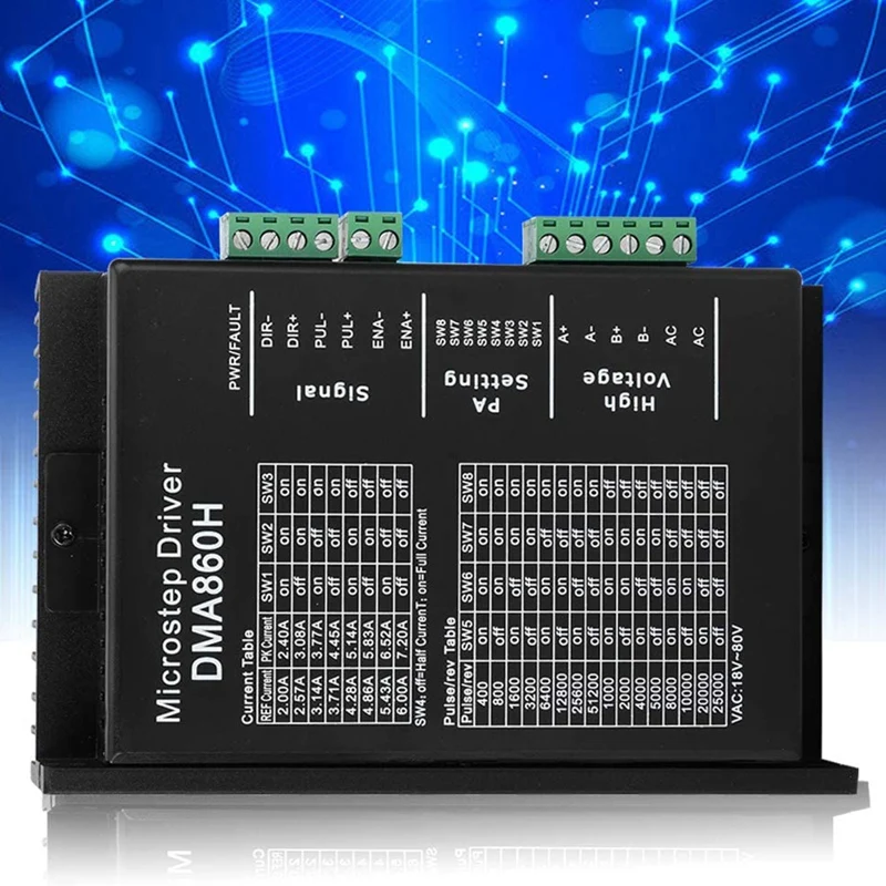 Драйвер шага DMA860H 2 фазы микроступенчатый драйвер DSP для Nema 34 42 AC24-80V |