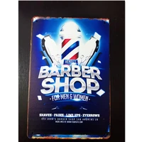 barber shop hair salon metal painting sign vintage bar decor metal plaque plate wall decor tin signs shaves haircuts poster b2