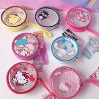 sanrio my melody hello kitty kuromi cartoon anime portable transparent round coin purse pvc waterproof fruit jelly bag storage