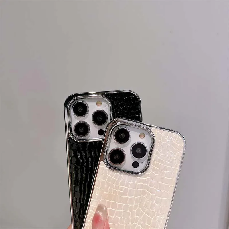 Роскошный кожаный блестящий чехол для iPhone 11 12 13 14 15 Plus 16 Pro Max противоударная