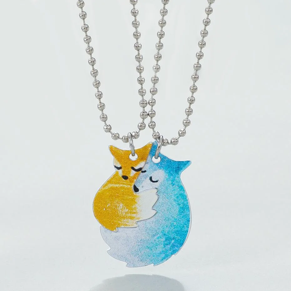 

2023 Europe and The United States Stainless Steel Cute Fox Big Bad Wolf Pendant Necklace Love Lowe's Necklace Wholesale
